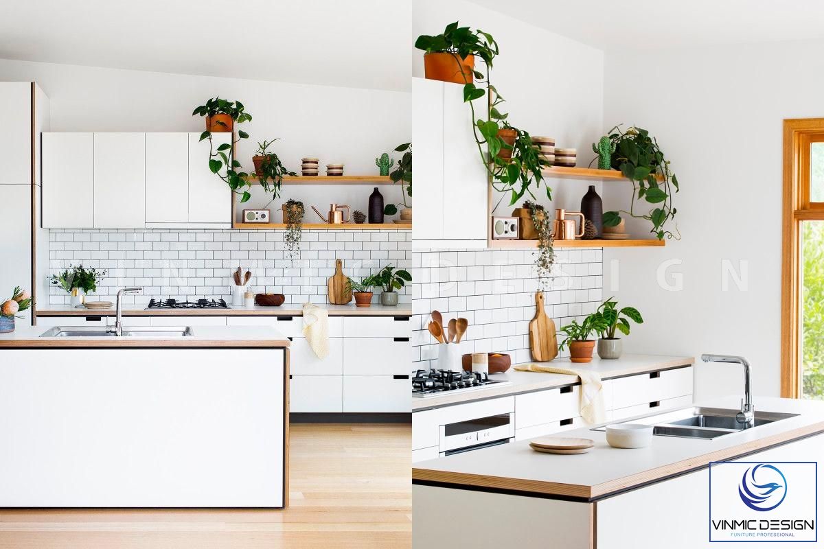 Thiết kế tủ bếp scandinavian với chất liệu và kiểu dáng nội thất tạo nên một không gian bếp tinh tế và quyến rũ.