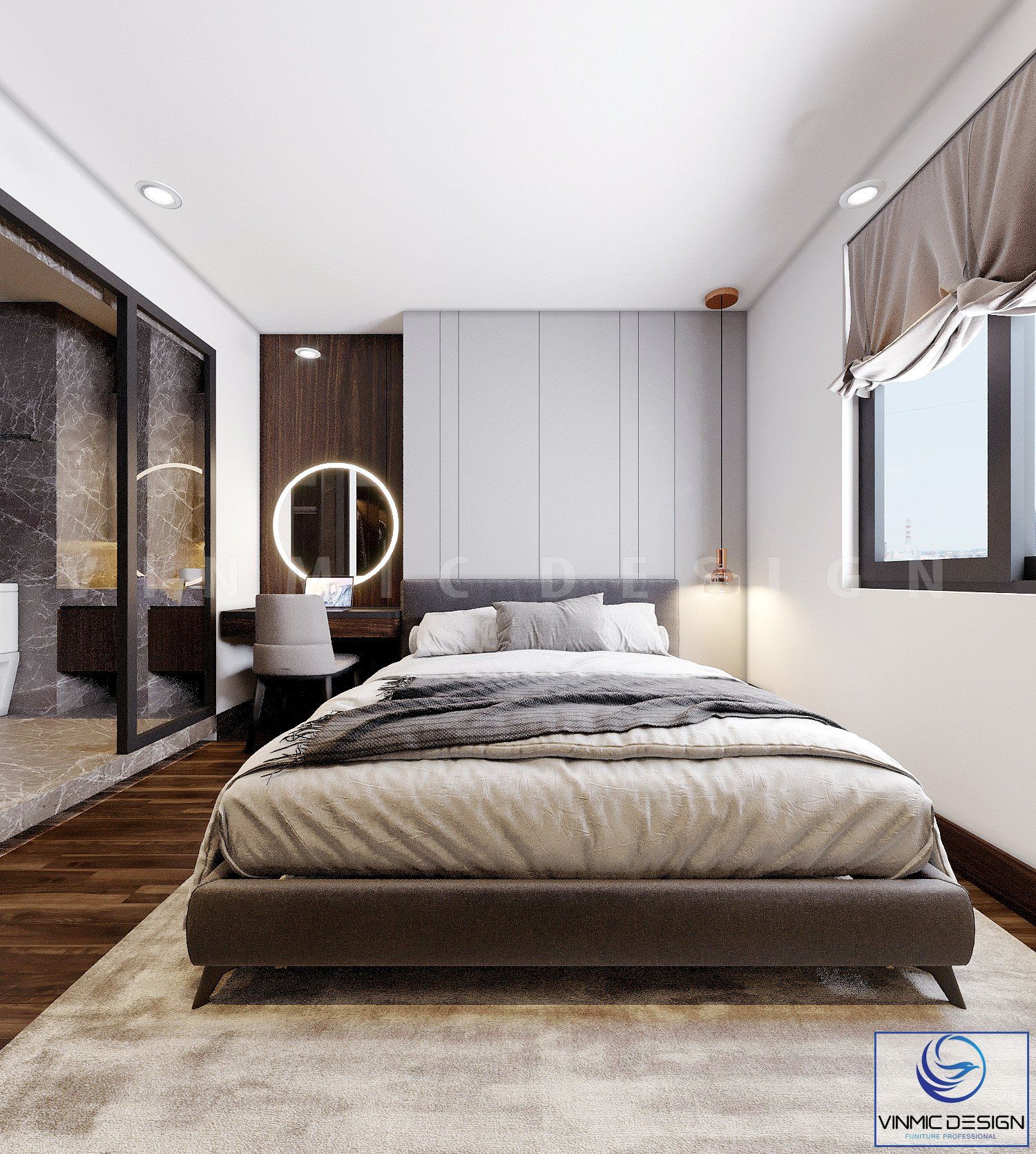 Giường ngủ được thiết kế với chất liệu nỉ