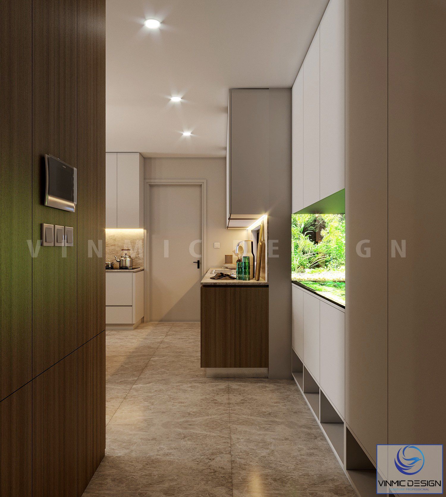 Phòng khách được thiết kế tủ để giày