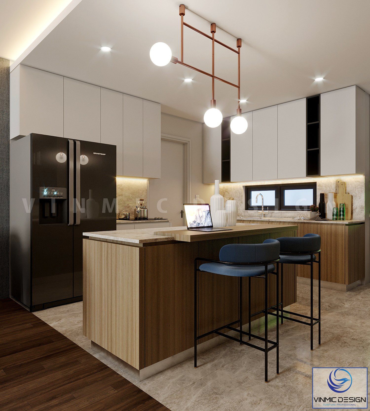 Không gian phòng bếp được sắp xếp công năng hợp lý