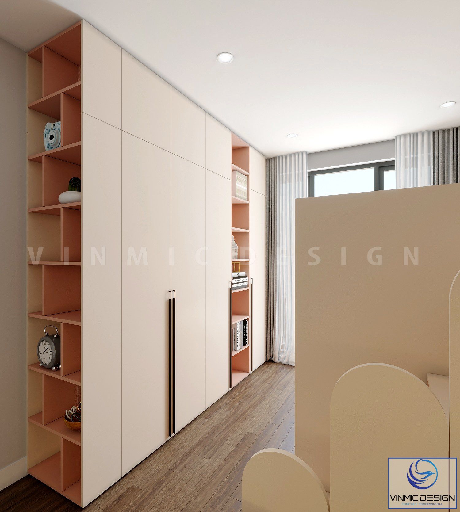 Thiết kế tủ áo với màu sắc phù hợp với bé