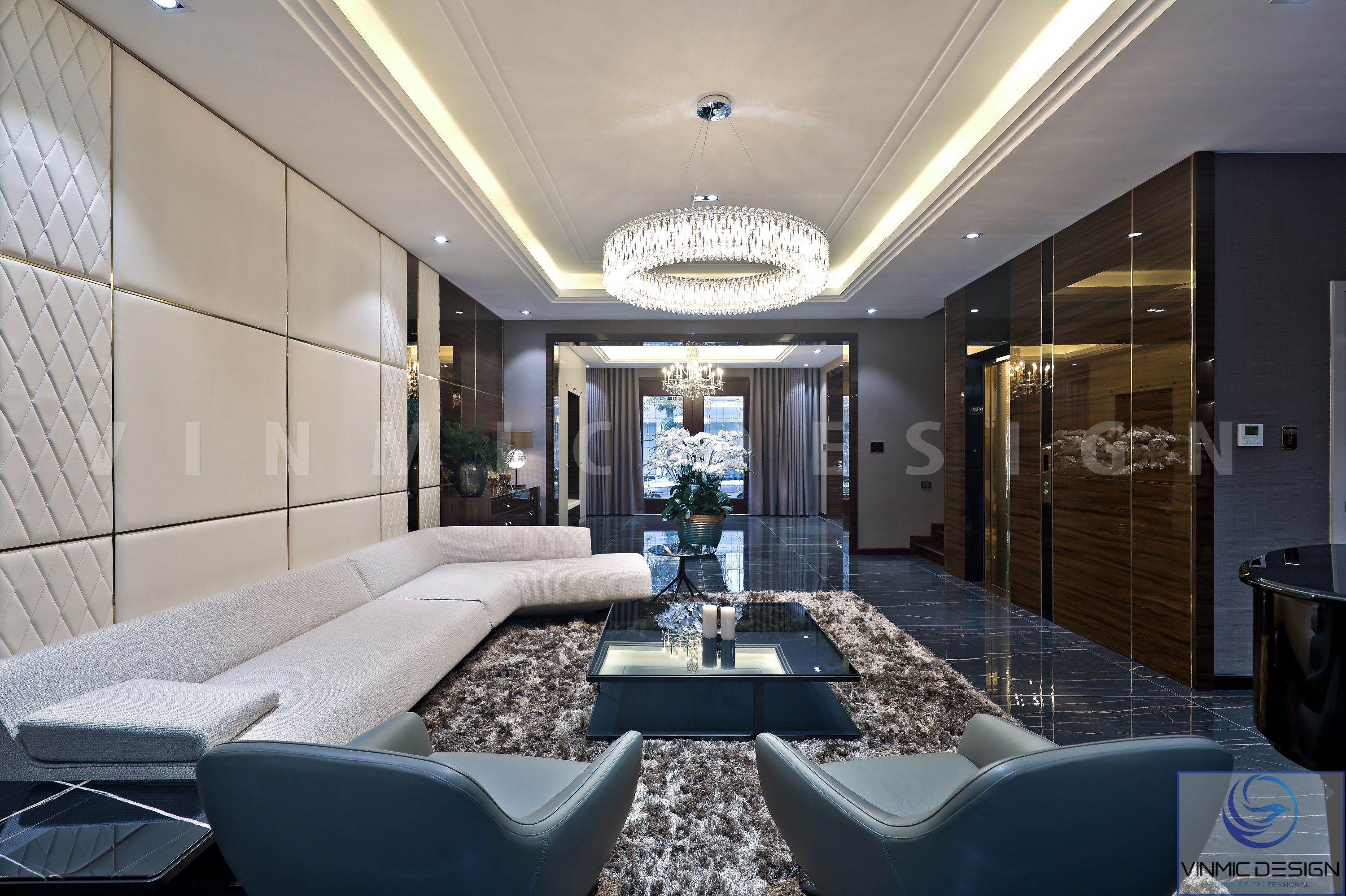 Thiết kế phòng khách với không gian rộng rãi và hiện đại