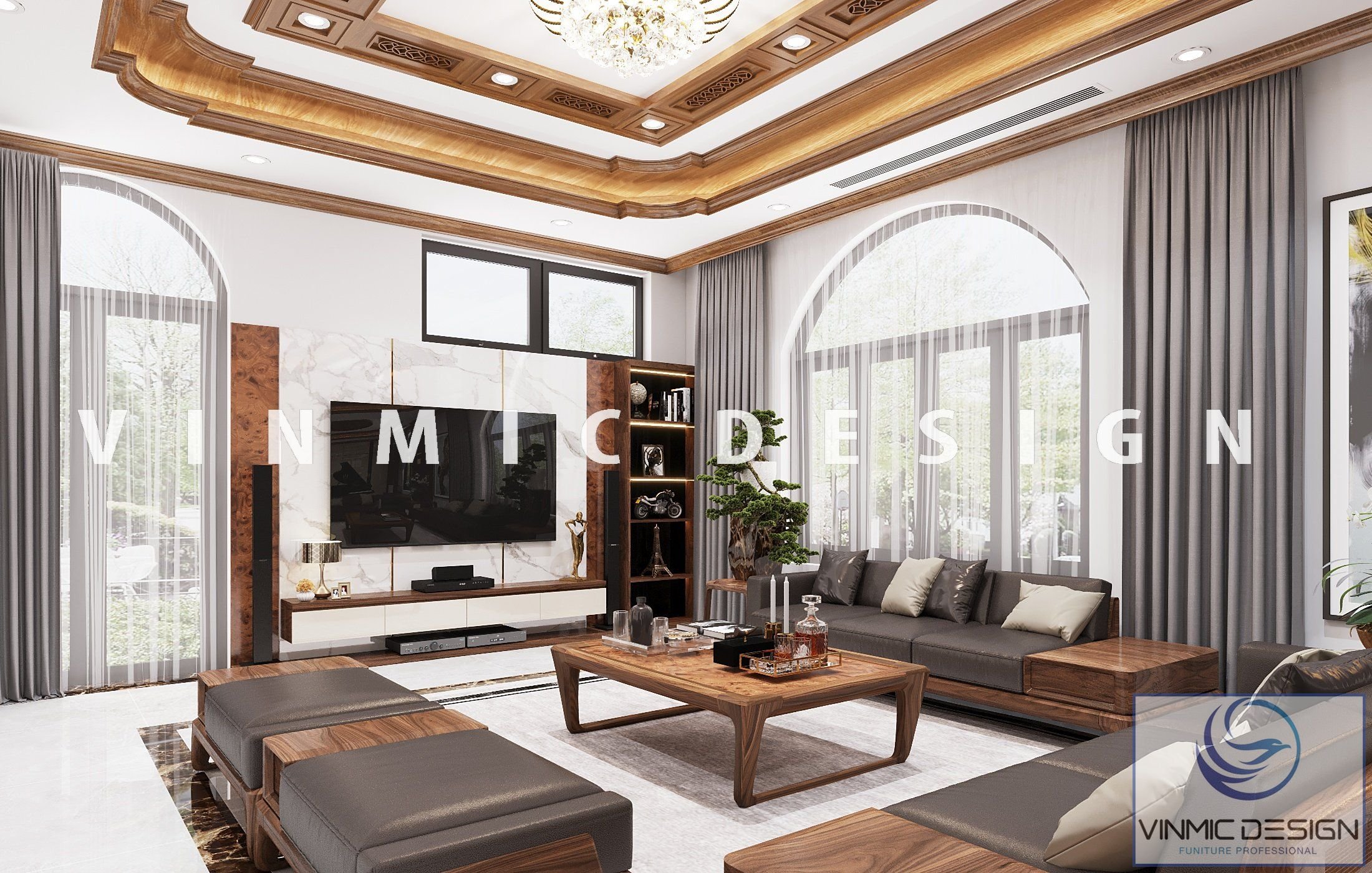Thiết kế nội thất phòng khách biệt thự Bắc Ninh