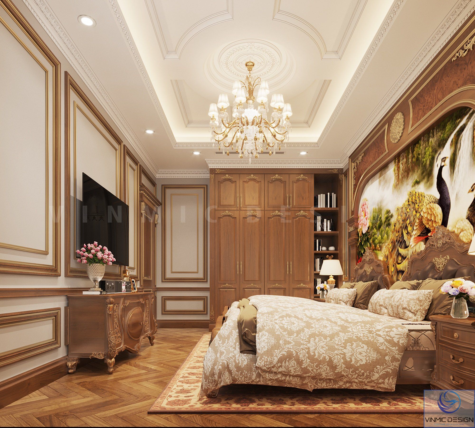 Thiết kế nội thất phòng ngủ master của biệt thự 