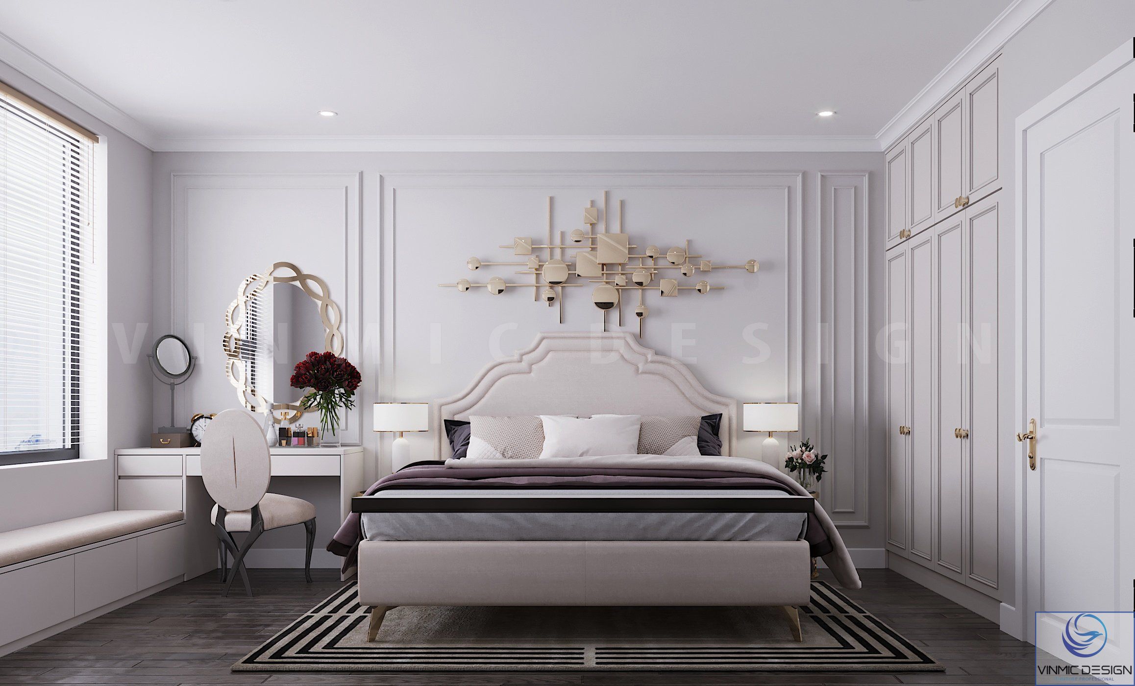 Thiết kế và thi công nội thất phòng ngủ cho Royal Park theo phong cách Á Âu