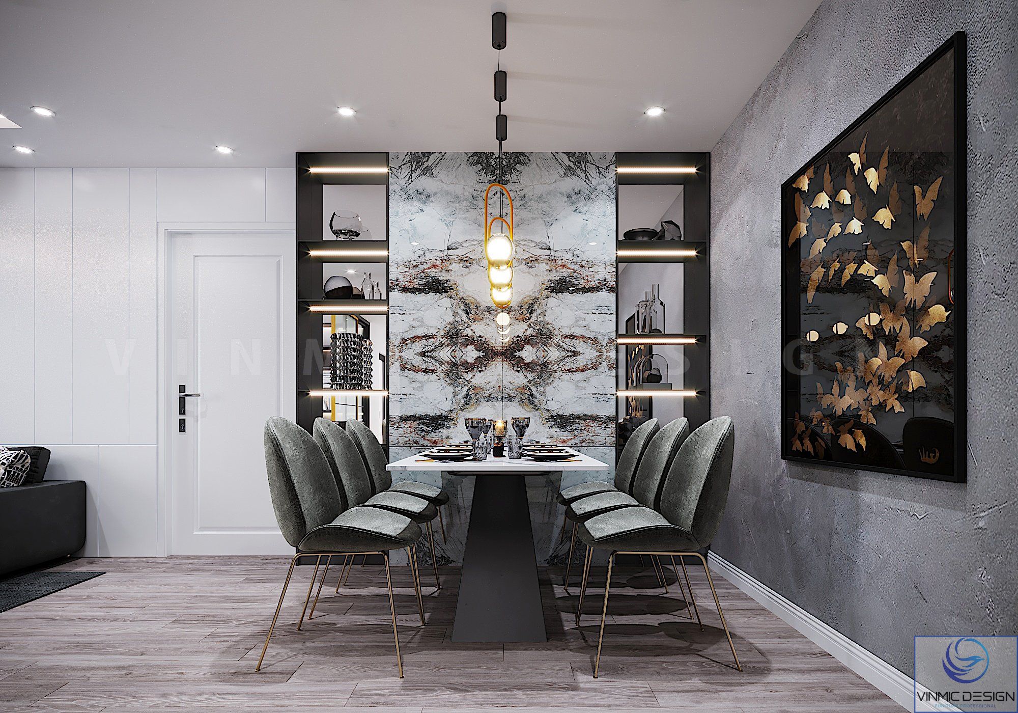 Thiết kế nội thất Dimond Hill với bộ bàn ghế ăn với chất liệu cao cấp
