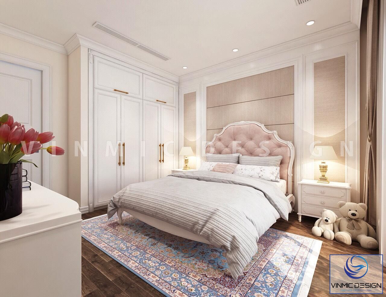 Phòng ngủ bé gái màu hồng được thiết kế vô cùng dễ thương