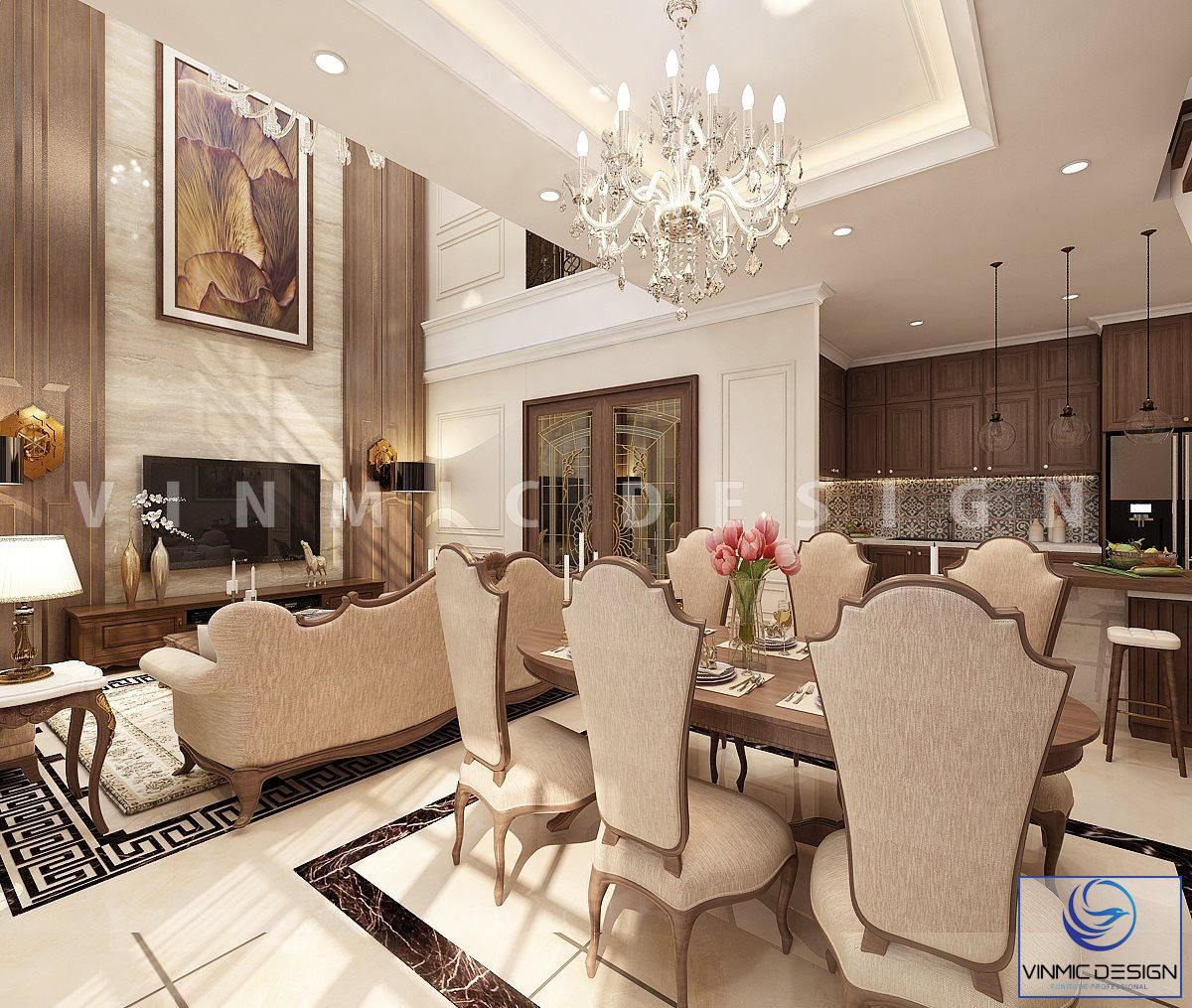 Thiết kế nội thất cho Crown Villas theo phong cách tân cổ điển