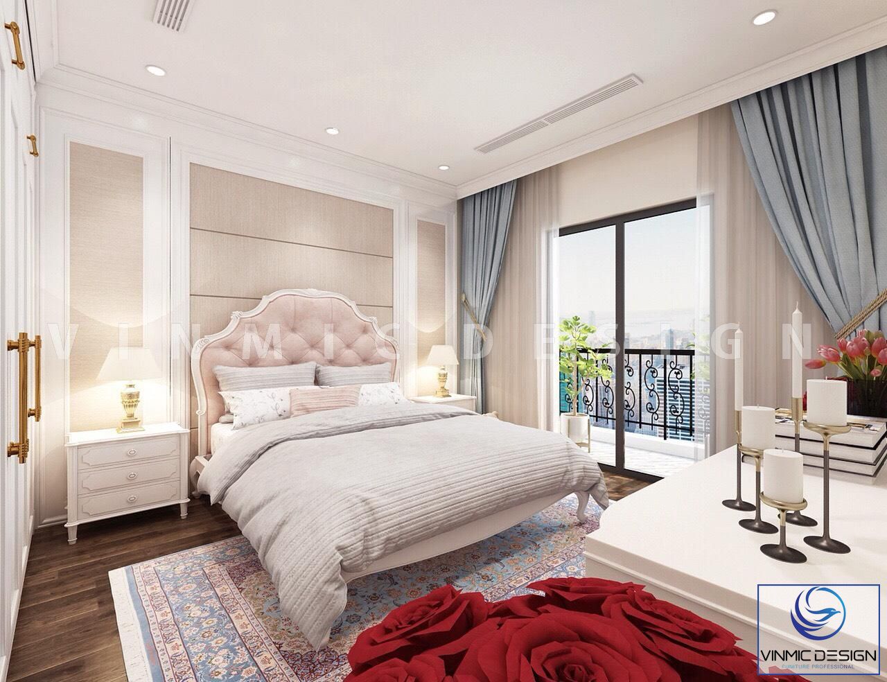 Phòng ngủ với những gam màu nhẹ nhàng đem lại cảm giác ấm cúng 