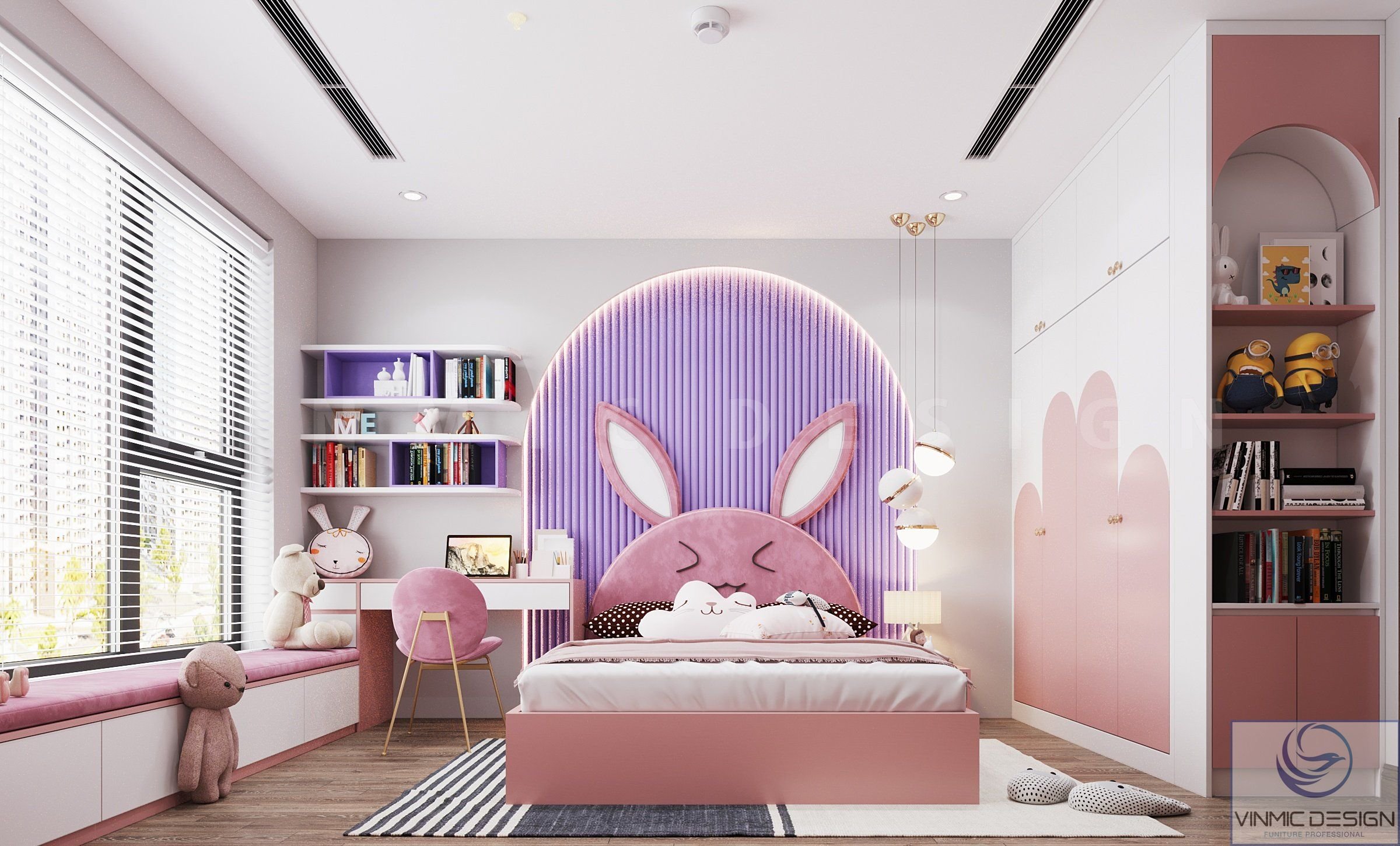 Phòng ngủ bé gái với tấm vách tường độc đáo