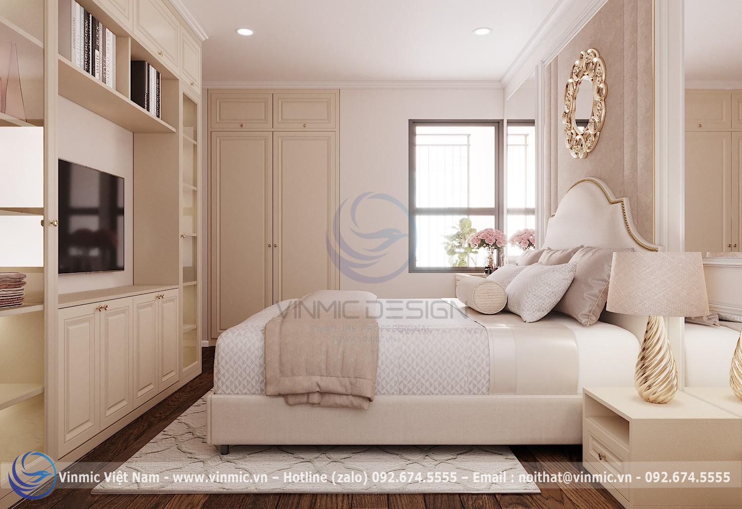 Thiết kế giường mang hơi thở cổ điển trong tông màu hiện đại của nội thất 