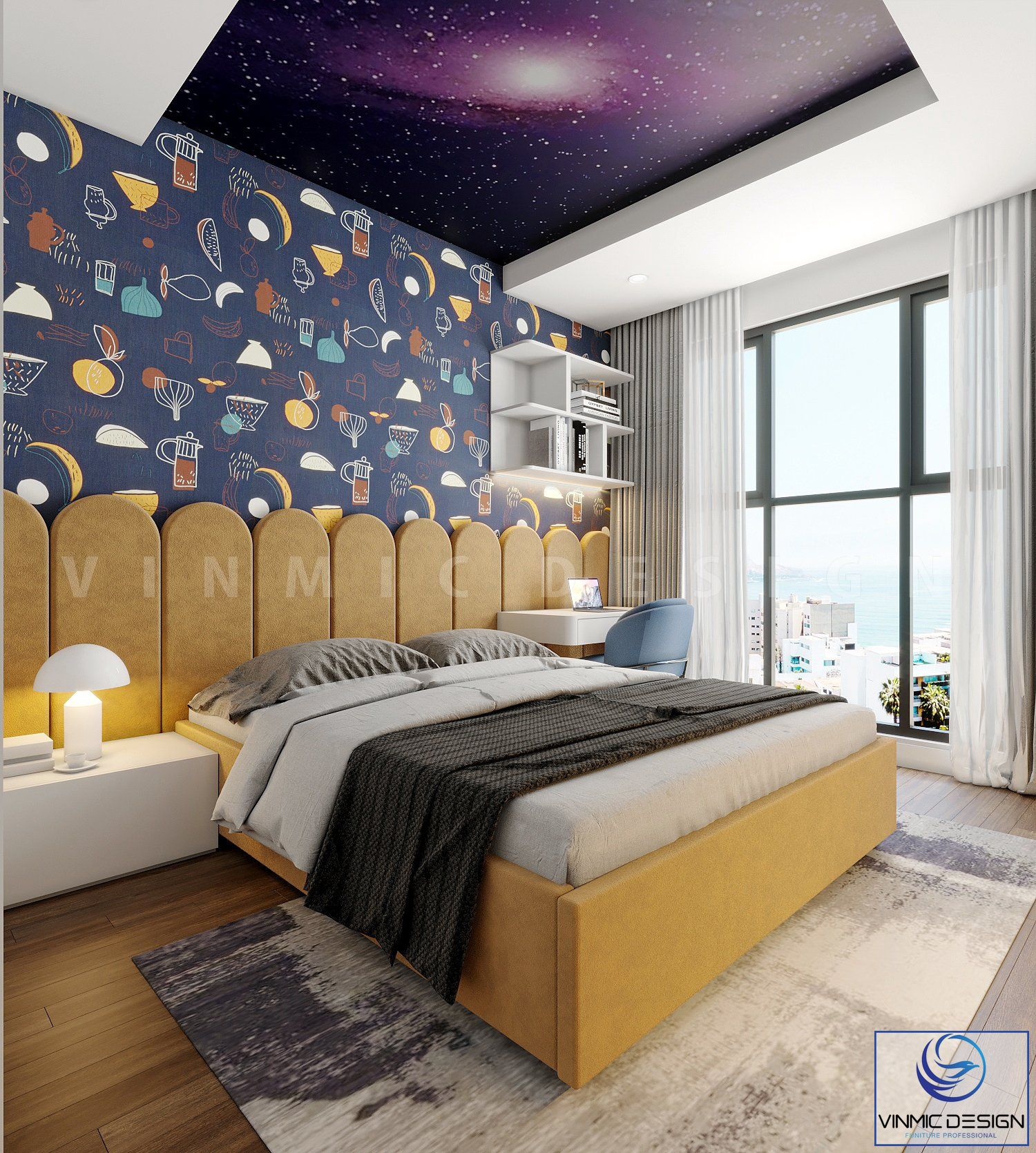 Thiết kế nội thất phòng ngủ cho bé yêu thích vũ trụ 