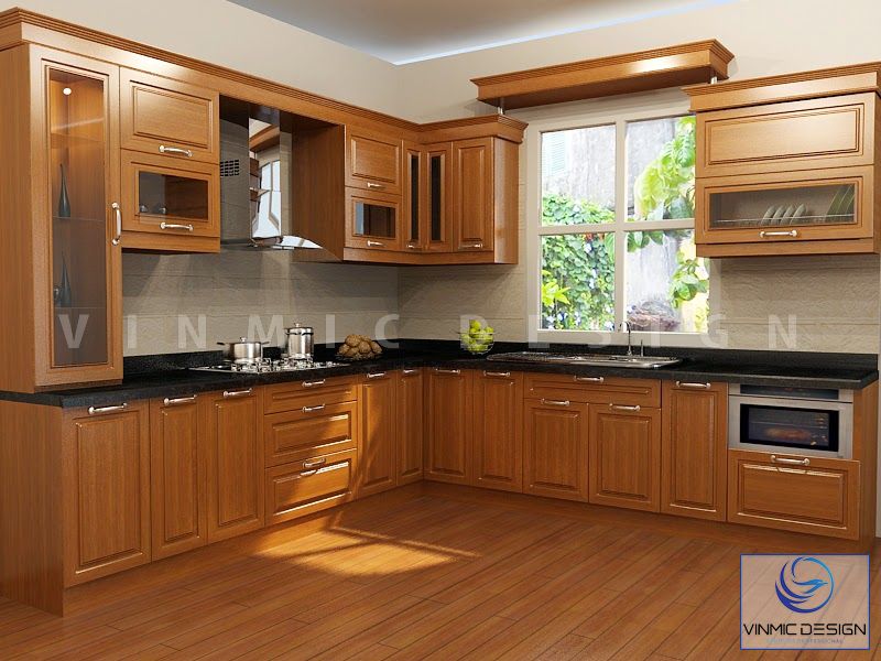 Tủ bếp phù hợp với những không gian bếp rộng rãi 