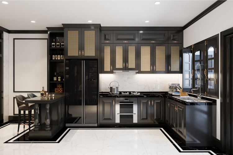 Tủ bếp phong cách Indochine mới lạ cho không gian bếp nhà bạn 
