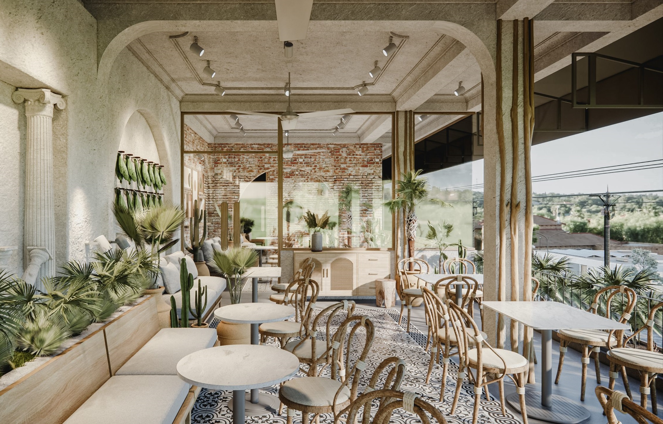 Thiết kế nội thất quán cà phê phong cách Địa Trung Hải 