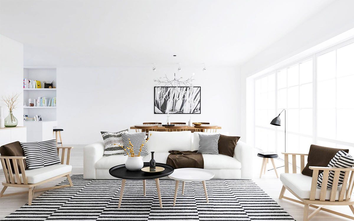 Thiết kế nội thất phòng khách phong cách Scandinavian đẹp 