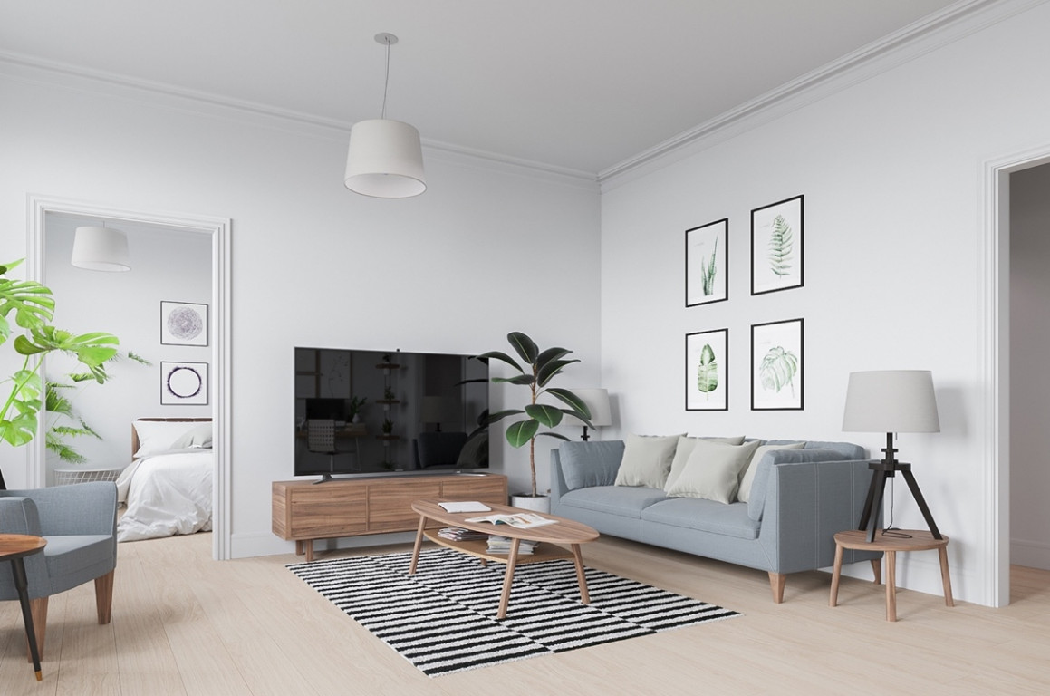 Thiết kế nội thất phòng khách phong cách Scandinavian tông màu trầm