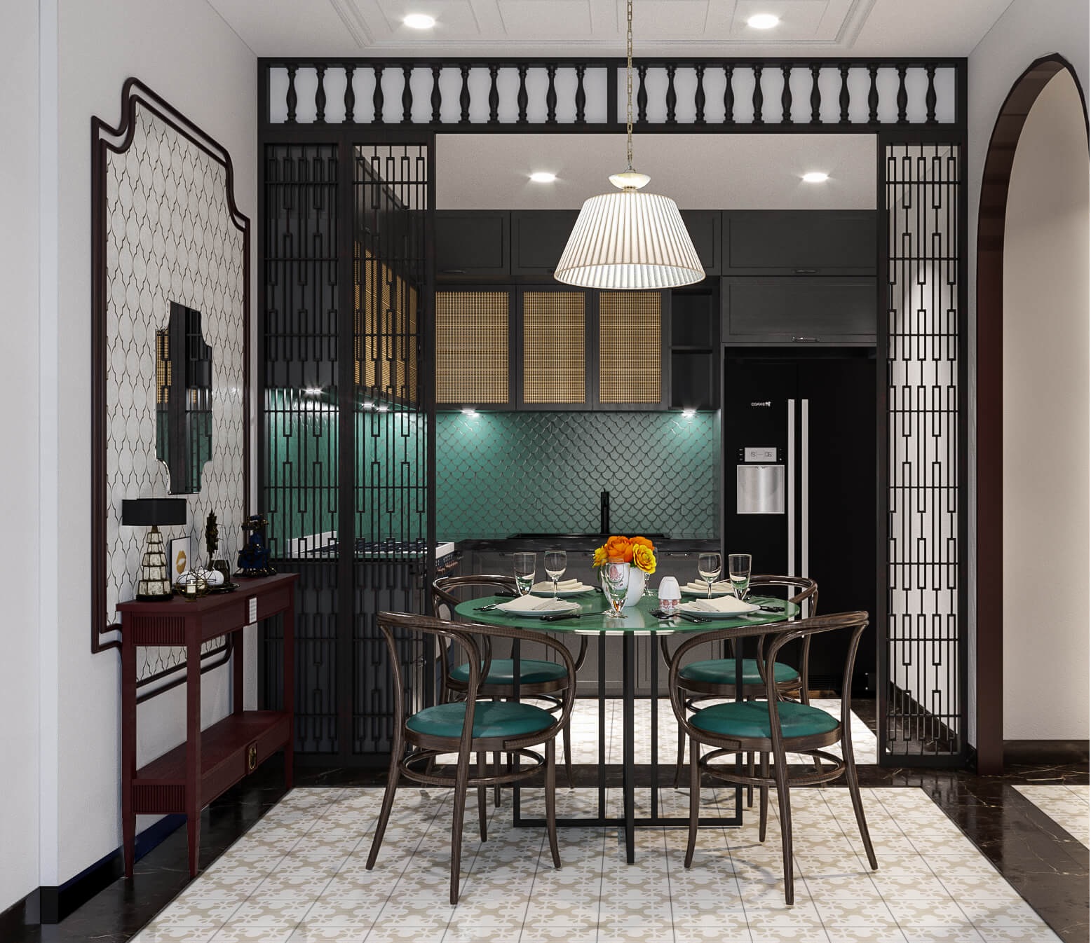 Thiết kế nội thất bàn ăn phong cách Indochine
