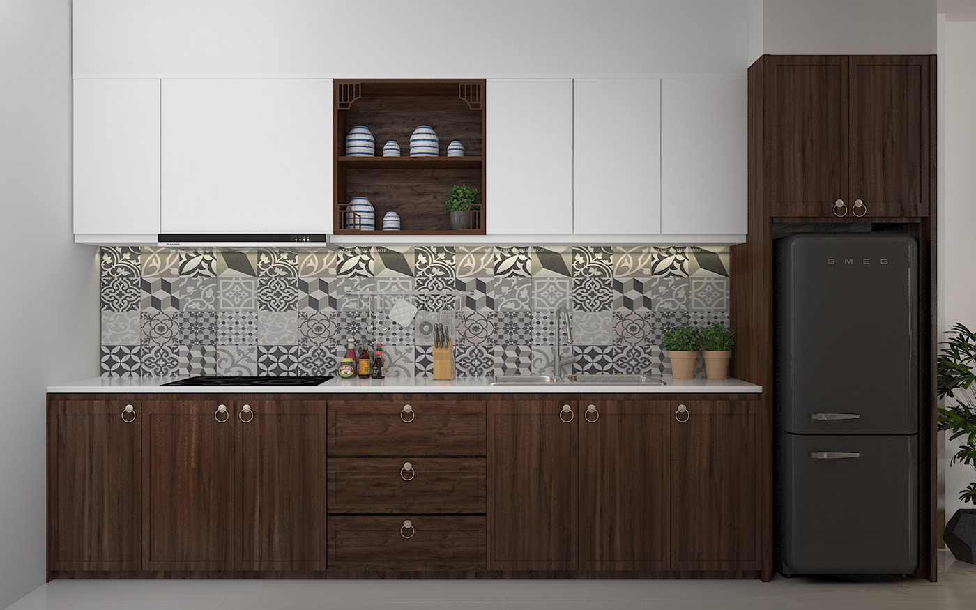 Thiết kế nội thất phong cách Indochine cho phòng bếp