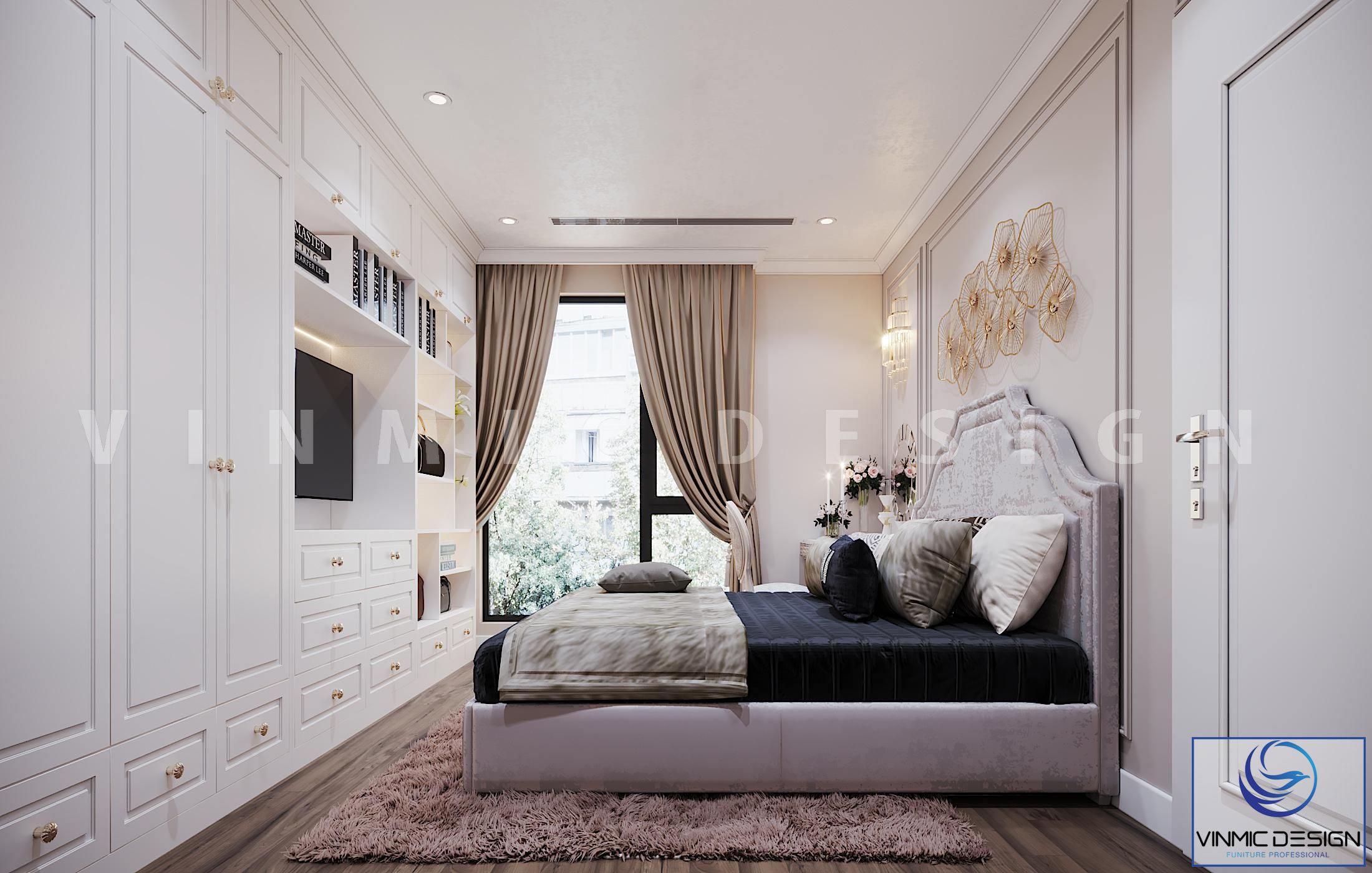 Thiết kế nội thất phòng ngủ chính theo phong cách tân cổ điển sang trọng