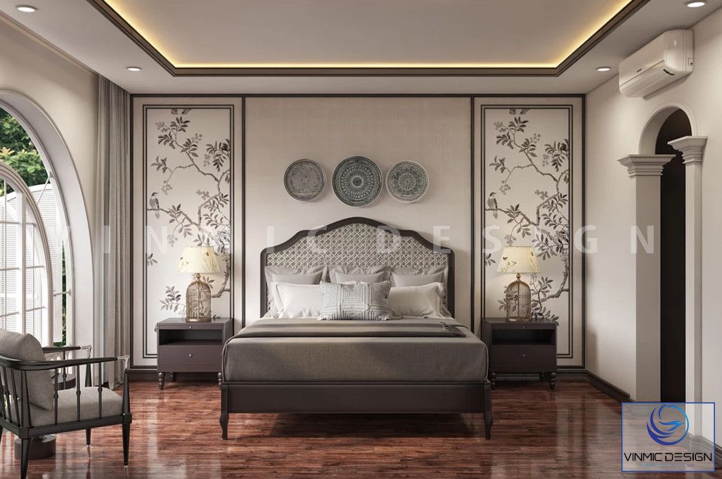 Thiết kế nội thất phòng ngủ mang đậm chất Á Đông trên từng chi tiết trang trí 
