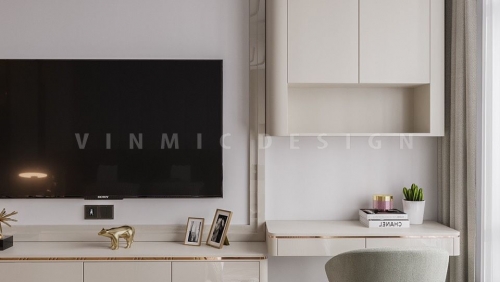 Nội thất đẹp cho phòng ngủ với kệ tivi hiện đại ấn tượng