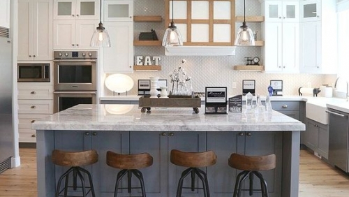 Phòng bếp đẹp với thiết kế bàn đảo hiện đại ấn tượng thu hút