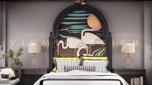 Mẫu thiết kế nội thất phòng ngủ Á Đông (Indochine) tinh tế