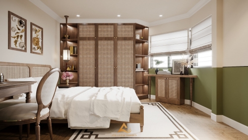 Thiết kế phòng ngủ phong cách Indochine Đông Tây kết hợp độc đáo
