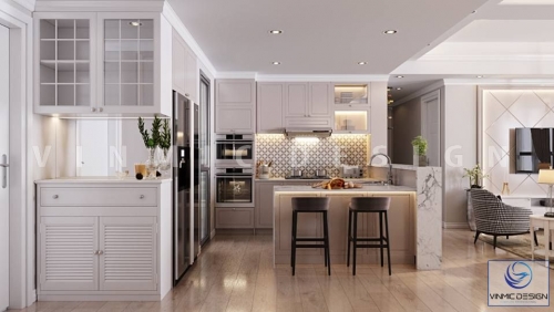 Thiết kế nội thất phòng bếp tân cổ điển đầy mới mẻ