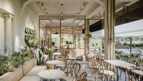 Thiết kế nội thất quán cà phê phong cách Địa Trung Hải bắt mắt