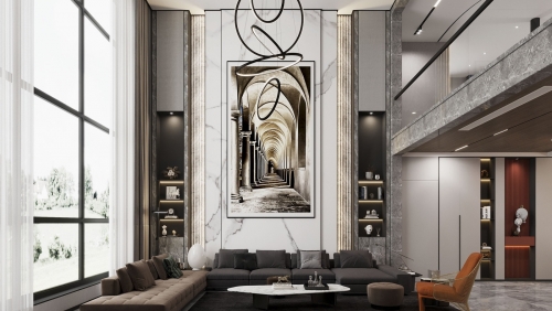 Thiết kế nội thất phòng khách biệt thự thông tầng luxury đẳng cấp