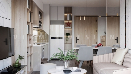 Thiết kế nội thất chung cư 1 phòng ngủ Mipec Rubik 360