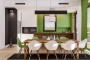 Thiết kế nội thất phòng bếp màu xanh lá phong thủy bắt mắt